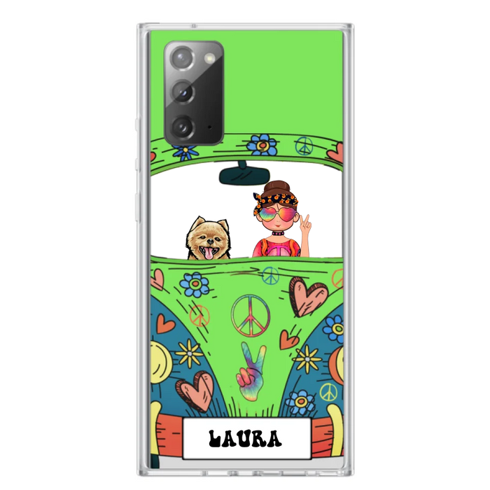 Personalized Hippie Girl Phone Case - Girl with up to 3 Pets - Case for iPhone, Samsung and Xiaomi