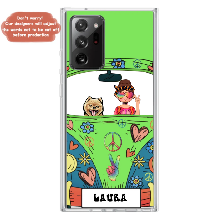 Personalized Hippie Girl Phone Case - Girl with up to 3 Pets - Case for iPhone, Samsung and Xiaomi