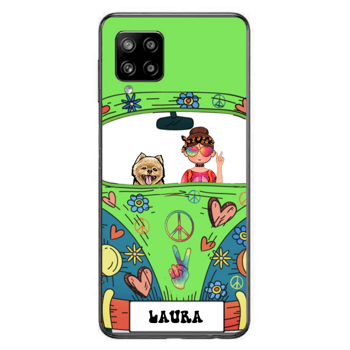 Personalized Hippie Girl Phone Case - Girl with up to 3 Pets - Case for iPhone, Samsung and Xiaomi
