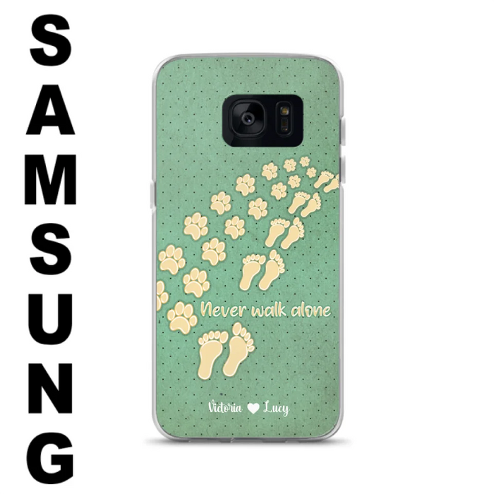 Personalized Dogs's Paws Phone Case - Best Gift Idea For Dog Lovers With Up to 3 Dogs's Paws - Never Walk ALone - Case For iPhone, Samsung And Xiaomi