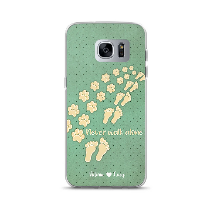 Personalized Dogs's Paws Phone Case - Best Gift Idea For Dog Lovers With Up to 3 Dogs's Paws - Never Walk ALone - Case For iPhone, Samsung And Xiaomi