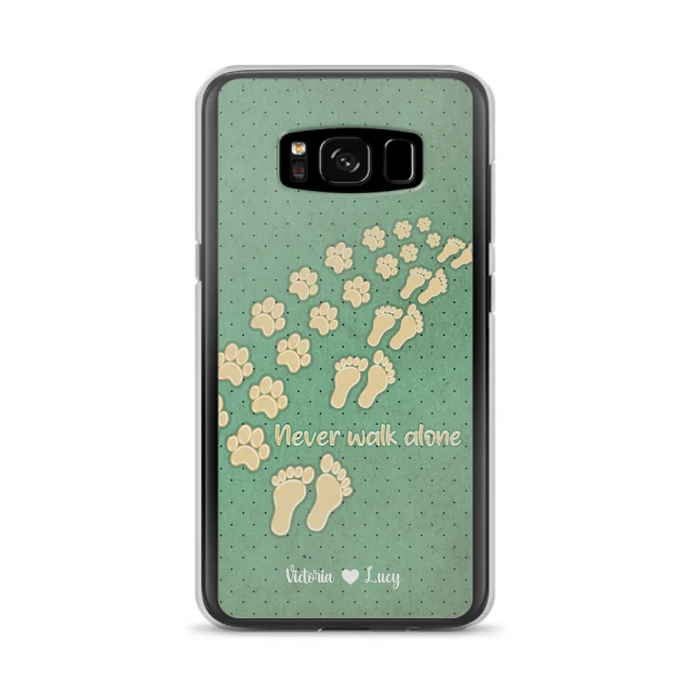 Personalized Dogs's Paws Phone Case - Best Gift Idea For Dog Lovers With Up to 3 Dogs's Paws - Never Walk ALone - Case For iPhone, Samsung And Xiaomi