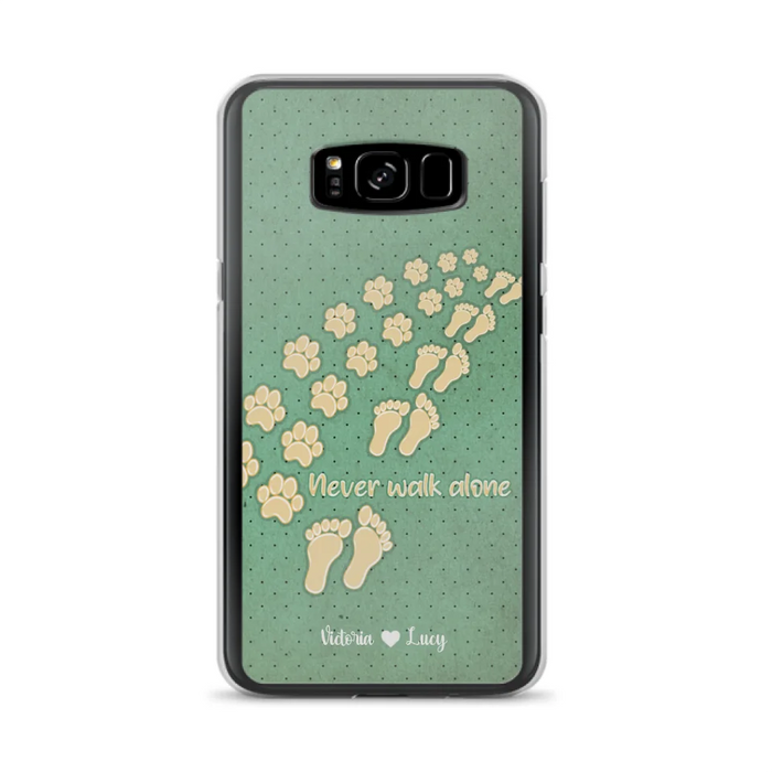 Personalized Dogs's Paws Phone Case - Best Gift Idea For Dog Lovers With Up to 3 Dogs's Paws - Never Walk ALone - Case For iPhone, Samsung And Xiaomi