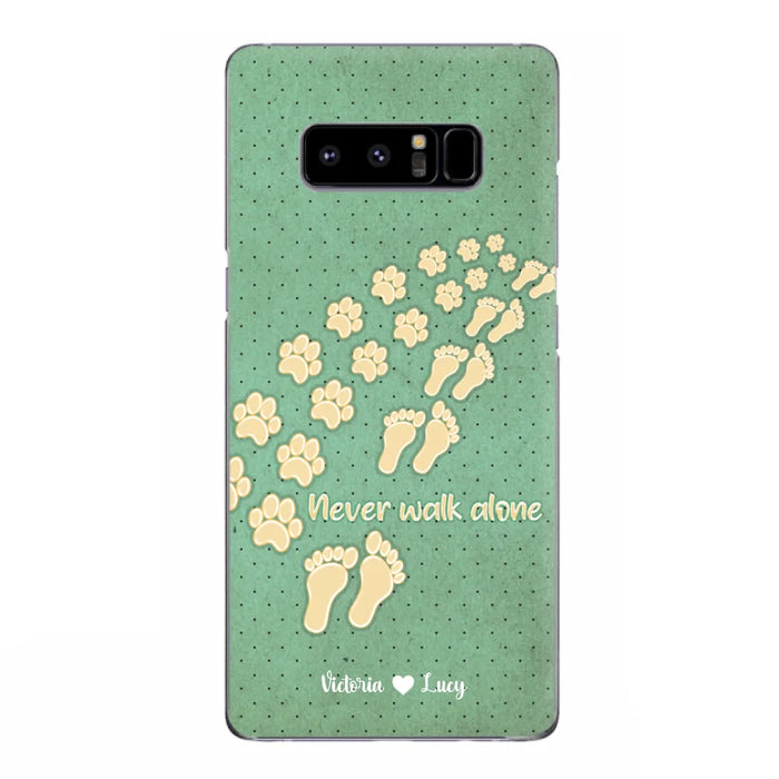Personalized Dogs's Paws Phone Case - Best Gift Idea For Dog Lovers With Up to 3 Dogs's Paws - Never Walk ALone - Case For iPhone, Samsung And Xiaomi