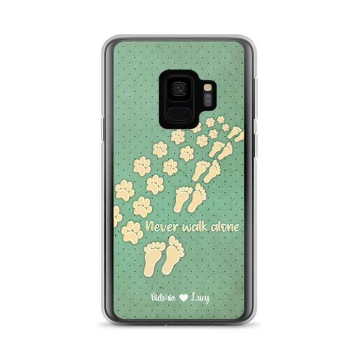 Personalized Dogs's Paws Phone Case - Best Gift Idea For Dog Lovers With Up to 3 Dogs's Paws - Never Walk ALone - Case For iPhone, Samsung And Xiaomi