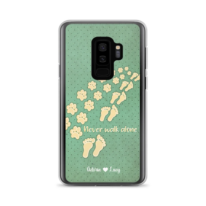Personalized Dogs's Paws Phone Case - Best Gift Idea For Dog Lovers With Up to 3 Dogs's Paws - Never Walk ALone - Case For iPhone, Samsung And Xiaomi
