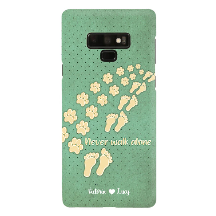 Personalized Dogs's Paws Phone Case - Best Gift Idea For Dog Lovers With Up to 3 Dogs's Paws - Never Walk ALone - Case For iPhone, Samsung And Xiaomi