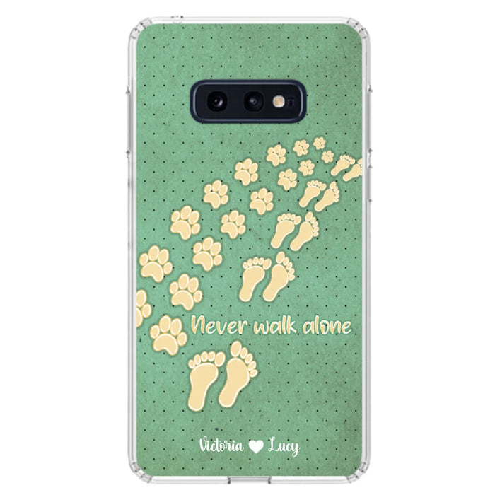 Personalized Dogs's Paws Phone Case - Best Gift Idea For Dog Lovers With Up to 3 Dogs's Paws - Never Walk ALone - Case For iPhone, Samsung And Xiaomi