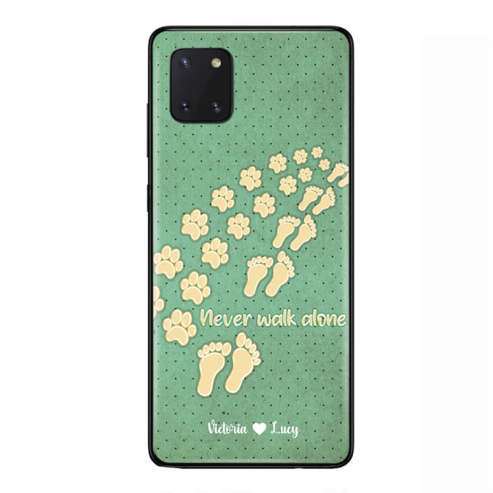 Personalized Dogs's Paws Phone Case - Best Gift Idea For Dog Lovers With Up to 3 Dogs's Paws - Never Walk ALone - Case For iPhone, Samsung And Xiaomi