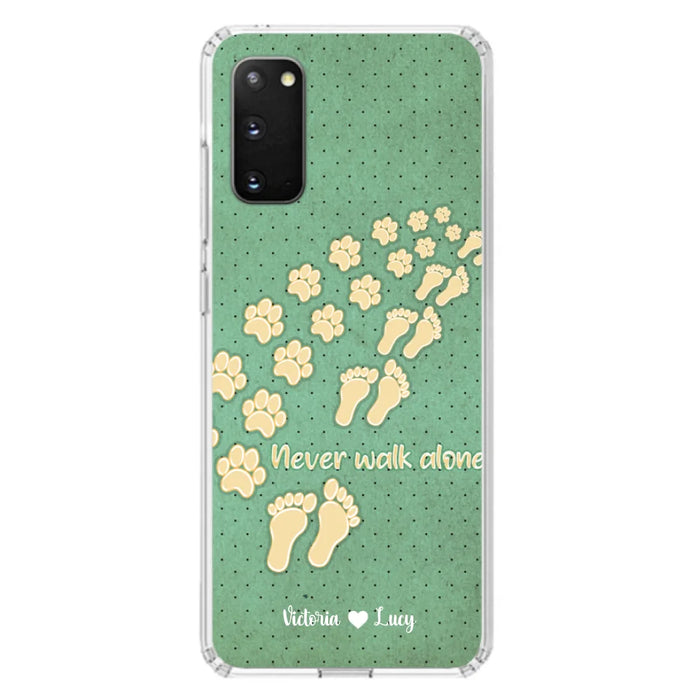 Personalized Dogs's Paws Phone Case - Best Gift Idea For Dog Lovers With Up to 3 Dogs's Paws - Never Walk ALone - Case For iPhone, Samsung And Xiaomi