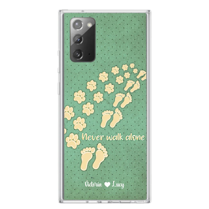 Personalized Dogs's Paws Phone Case - Best Gift Idea For Dog Lovers With Up to 3 Dogs's Paws - Never Walk ALone - Case For iPhone, Samsung And Xiaomi