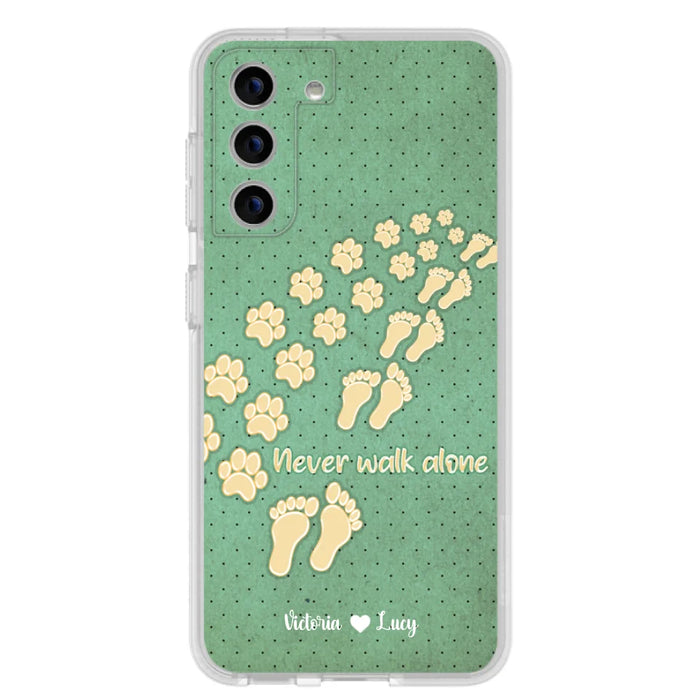 Personalized Dogs's Paws Phone Case - Best Gift Idea For Dog Lovers With Up to 3 Dogs's Paws - Never Walk ALone - Case For iPhone, Samsung And Xiaomi