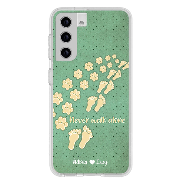 Personalized Dogs's Paws Phone Case - Best Gift Idea For Dog Lovers With Up to 3 Dogs's Paws - Never Walk ALone - Case For iPhone, Samsung And Xiaomi