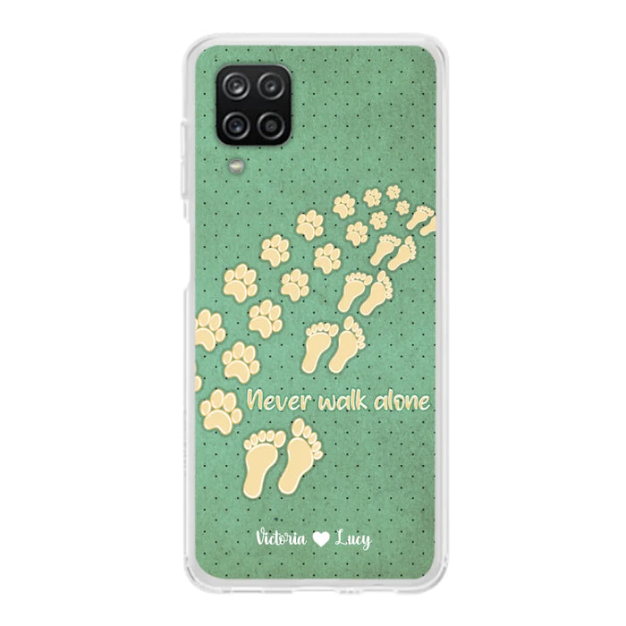Personalized Dogs's Paws Phone Case - Best Gift Idea For Dog Lovers With Up to 3 Dogs's Paws - Never Walk ALone - Case For iPhone, Samsung And Xiaomi