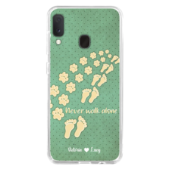Personalized Dogs's Paws Phone Case - Best Gift Idea For Dog Lovers With Up to 3 Dogs's Paws - Never Walk ALone - Case For iPhone, Samsung And Xiaomi