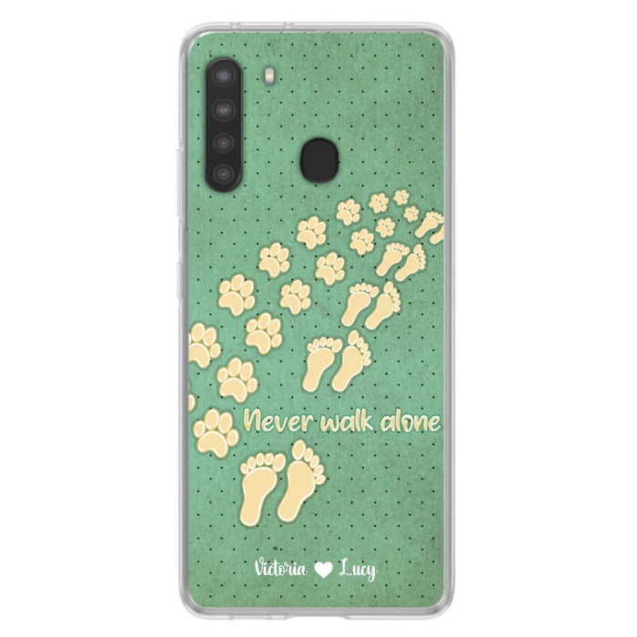 Personalized Dogs's Paws Phone Case - Best Gift Idea For Dog Lovers With Up to 3 Dogs's Paws - Never Walk ALone - Case For iPhone, Samsung And Xiaomi