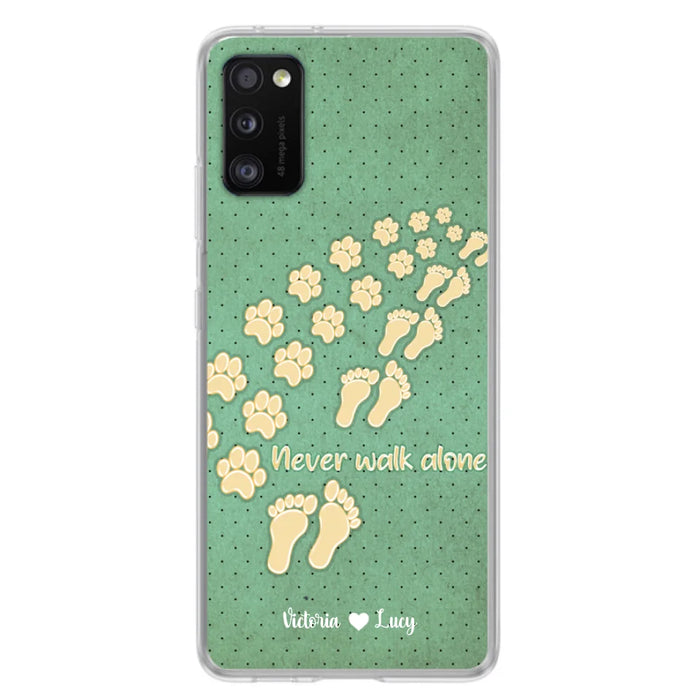 Personalized Dogs's Paws Phone Case - Best Gift Idea For Dog Lovers With Up to 3 Dogs's Paws - Never Walk ALone - Case For iPhone, Samsung And Xiaomi