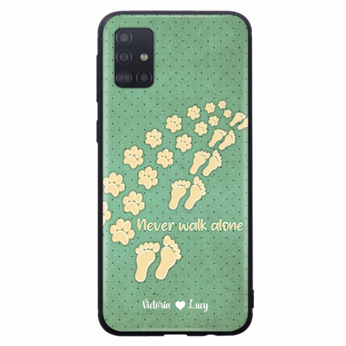 Personalized Dogs's Paws Phone Case - Best Gift Idea For Dog Lovers With Up to 3 Dogs's Paws - Never Walk ALone - Case For iPhone, Samsung And Xiaomi