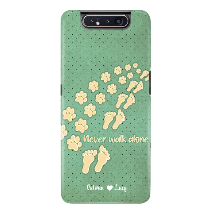 Personalized Dogs's Paws Phone Case - Best Gift Idea For Dog Lovers With Up to 3 Dogs's Paws - Never Walk ALone - Case For iPhone, Samsung And Xiaomi
