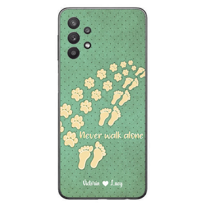 Personalized Dogs's Paws Phone Case - Best Gift Idea For Dog Lovers With Up to 3 Dogs's Paws - Never Walk ALone - Case For iPhone, Samsung And Xiaomi