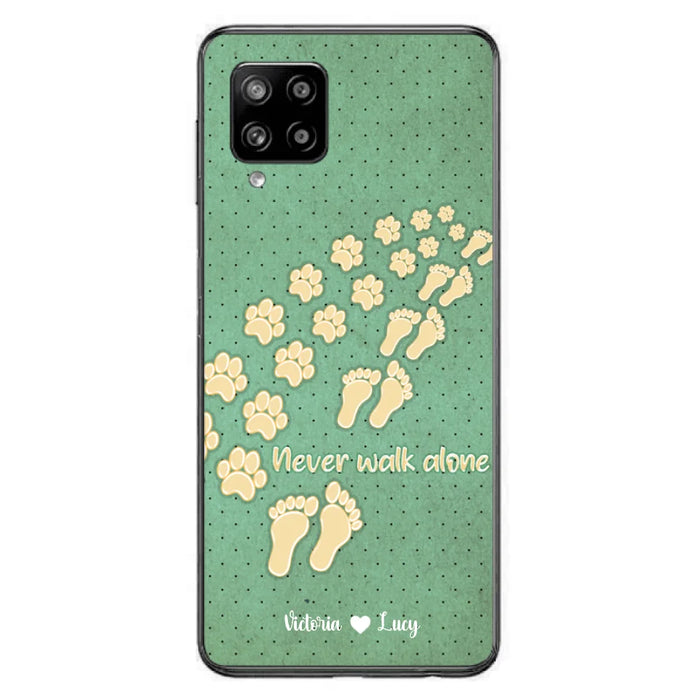 Personalized Dogs's Paws Phone Case - Best Gift Idea For Dog Lovers With Up to 3 Dogs's Paws - Never Walk ALone - Case For iPhone, Samsung And Xiaomi
