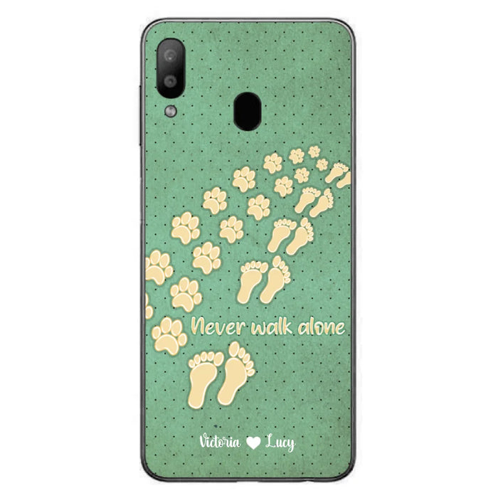 Personalized Dogs's Paws Phone Case - Best Gift Idea For Dog Lovers With Up to 3 Dogs's Paws - Never Walk ALone - Case For iPhone, Samsung And Xiaomi