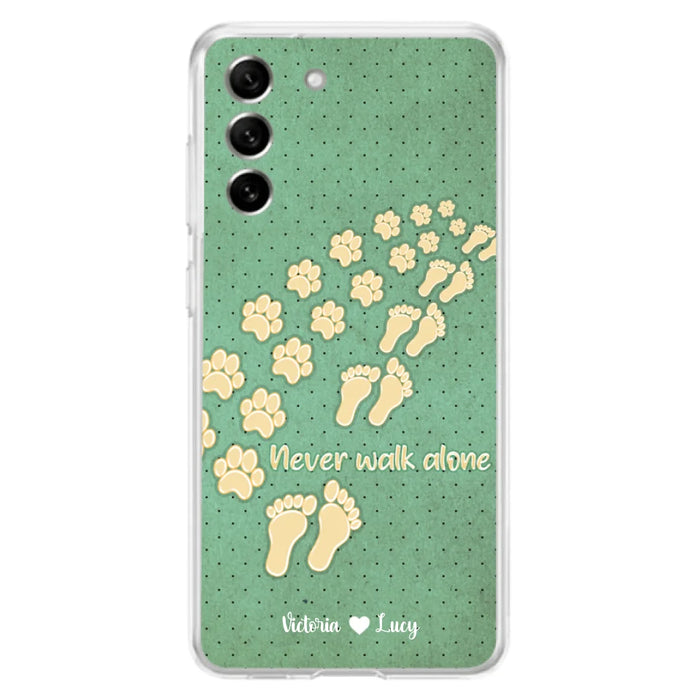 Personalized Dogs's Paws Phone Case - Best Gift Idea For Dog Lovers With Up to 3 Dogs's Paws - Never Walk ALone - Case For iPhone, Samsung And Xiaomi