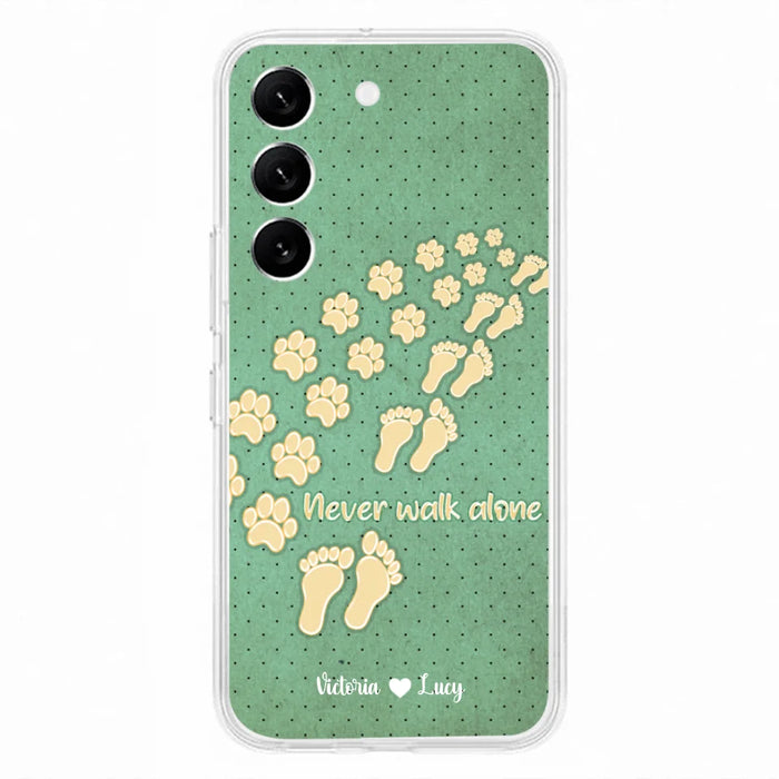Personalized Dogs's Paws Phone Case - Best Gift Idea For Dog Lovers With Up to 3 Dogs's Paws - Never Walk ALone - Case For iPhone, Samsung And Xiaomi