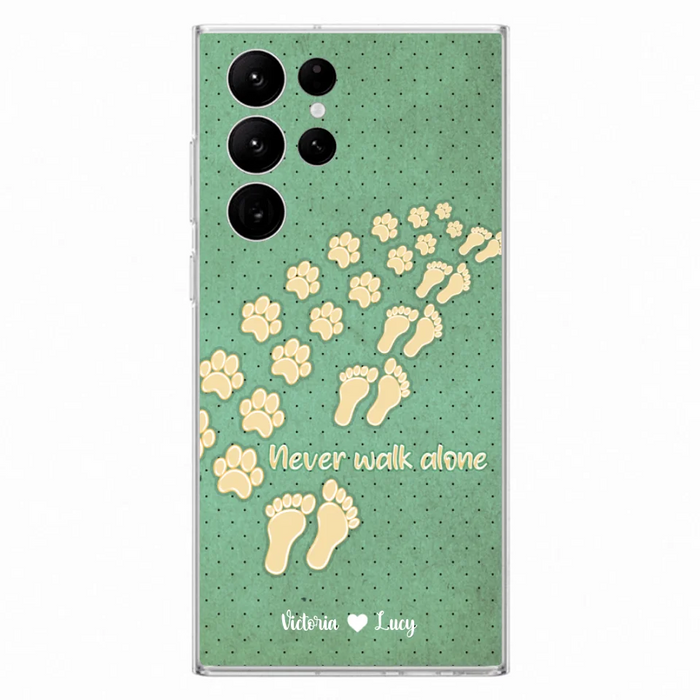 Personalized Dogs's Paws Phone Case - Best Gift Idea For Dog Lovers With Up to 3 Dogs's Paws - Never Walk ALone - Case For iPhone, Samsung And Xiaomi