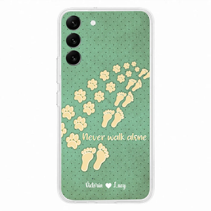Personalized Dogs's Paws Phone Case - Best Gift Idea For Dog Lovers With Up to 3 Dogs's Paws - Never Walk ALone - Case For iPhone, Samsung And Xiaomi