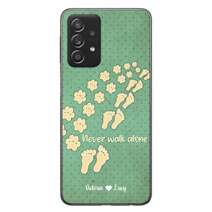 Personalized Dogs's Paws Phone Case - Best Gift Idea For Dog Lovers With Up to 3 Dogs's Paws - Never Walk ALone - Case For iPhone, Samsung And Xiaomi