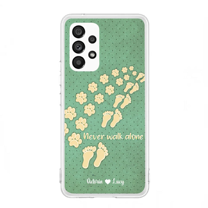 Personalized Dogs's Paws Phone Case - Best Gift Idea For Dog Lovers With Up to 3 Dogs's Paws - Never Walk ALone - Case For iPhone, Samsung And Xiaomi