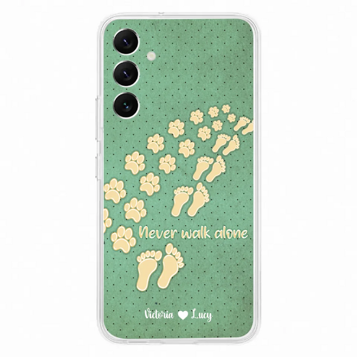Personalized Dogs's Paws Phone Case - Best Gift Idea For Dog Lovers With Up to 3 Dogs's Paws - Never Walk ALone - Case For iPhone, Samsung And Xiaomi
