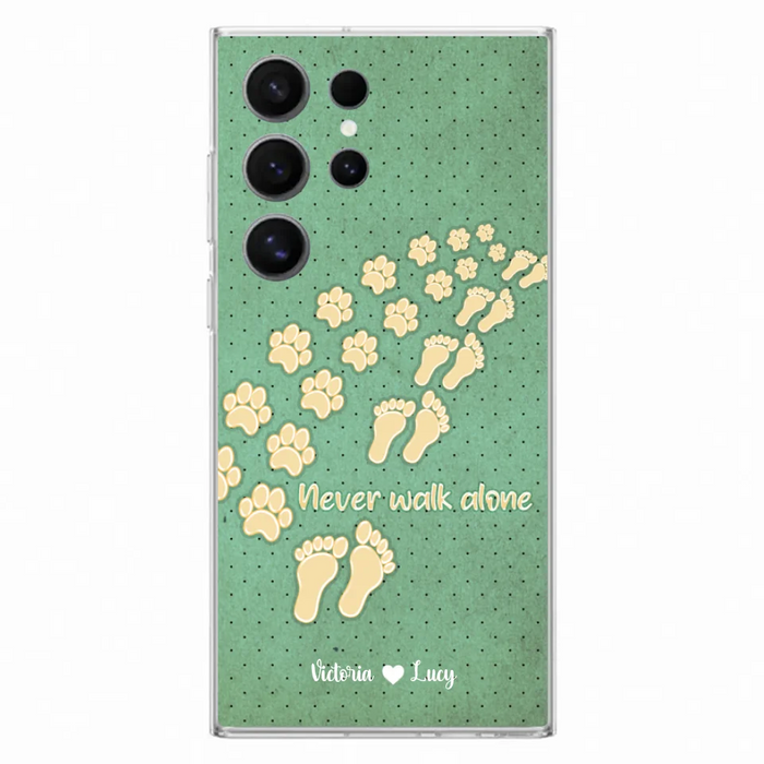Personalized Dogs's Paws Phone Case - Best Gift Idea For Dog Lovers With Up to 3 Dogs's Paws - Never Walk ALone - Case For iPhone, Samsung And Xiaomi