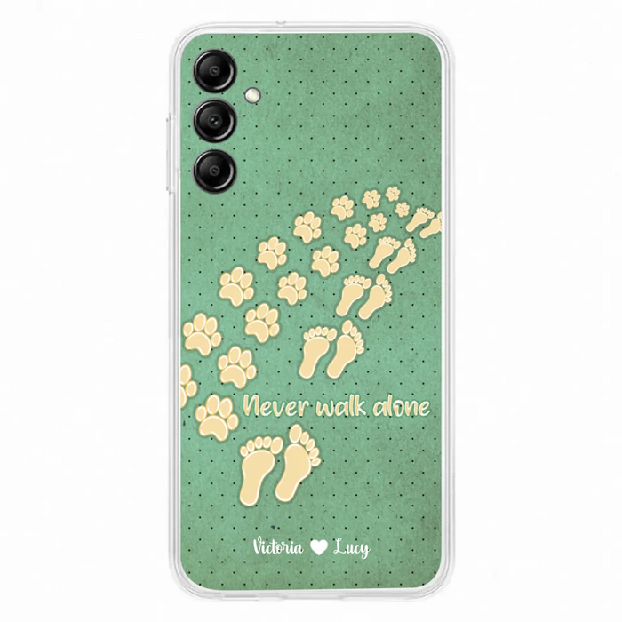 Personalized Dogs's Paws Phone Case - Best Gift Idea For Dog Lovers With Up to 3 Dogs's Paws - Never Walk ALone - Case For iPhone, Samsung And Xiaomi