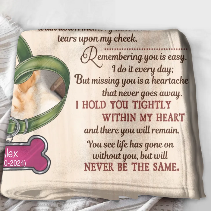 Personalized Memorial Pet Collar Fleece Throw/Quilt Blanket - Upload Photo - Memorial Gift Idea For Dog/Cat/Pet Lover - The Moment That You Left Me