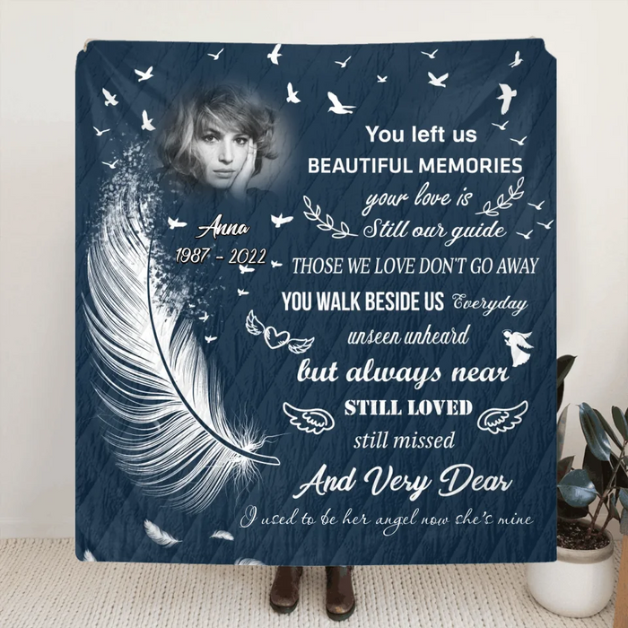 Personalized Memorial Quilt/Fleece Throw Blanket - Upload Photo - Memorial Gift Idea