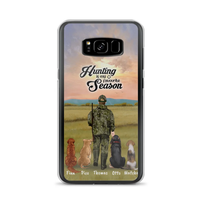 Personalized Hunting Phone Case - Man/Woman With Upto 4 Dogs - Phone Case For iPhone And Samsung - 4168OK