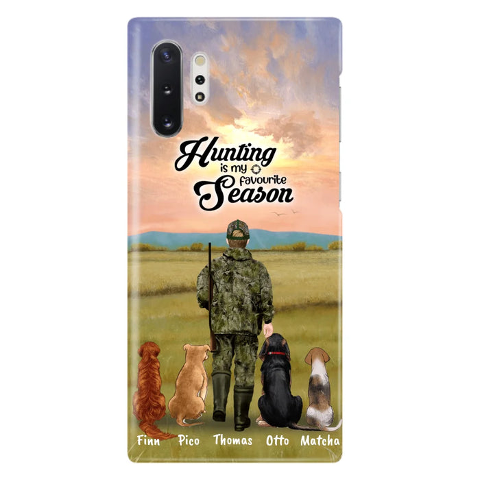 Personalized Hunting Phone Case - Man/Woman With Upto 4 Dogs - Phone Case For iPhone And Samsung - 4168OK