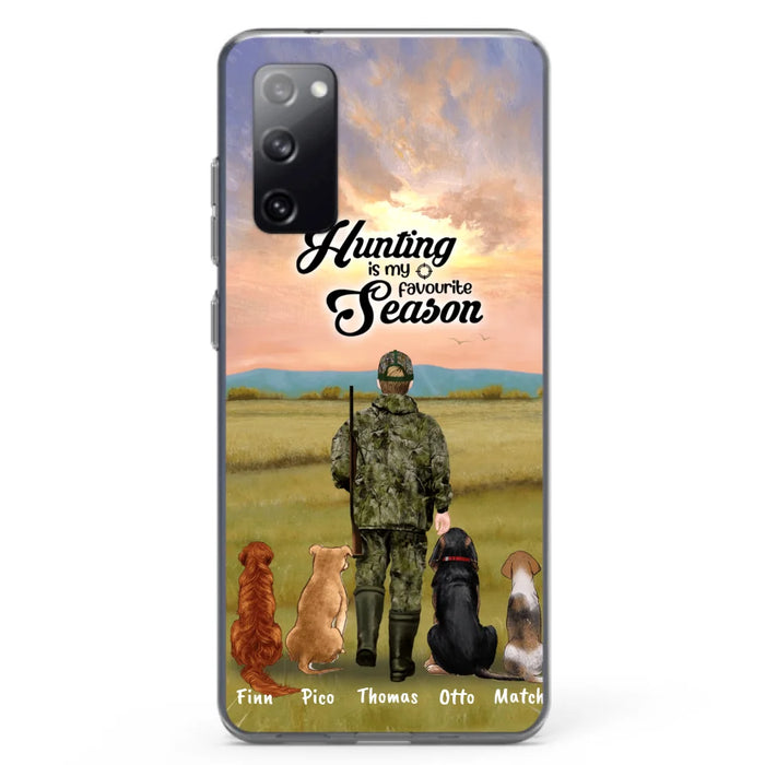 Personalized Hunting Phone Case - Man/Woman With Upto 4 Dogs - Phone Case For iPhone And Samsung - 4168OK