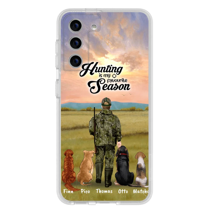 Personalized Hunting Phone Case - Man/Woman With Upto 4 Dogs - Phone Case For iPhone And Samsung - 4168OK