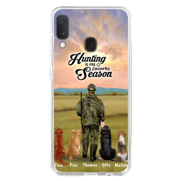 Personalized Hunting Phone Case - Man/Woman With Upto 4 Dogs - Phone Case For iPhone And Samsung - 4168OK