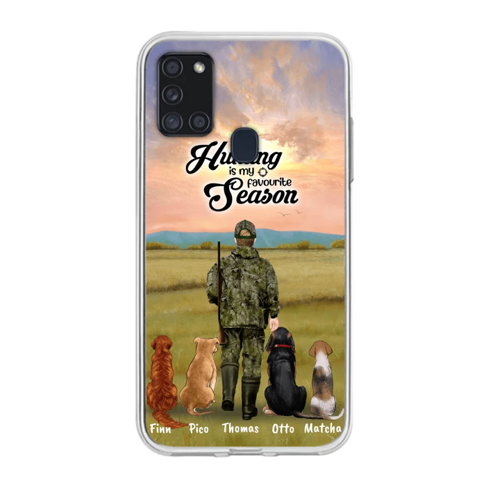 Personalized Hunting Phone Case - Man/Woman With Upto 4 Dogs - Phone Case For iPhone And Samsung - 4168OK