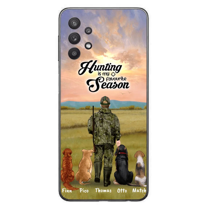 Personalized Hunting Phone Case - Man/Woman With Upto 4 Dogs - Phone Case For iPhone And Samsung - 4168OK