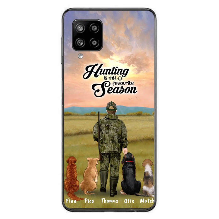 Personalized Hunting Phone Case - Man/Woman With Upto 4 Dogs - Phone Case For iPhone And Samsung - 4168OK