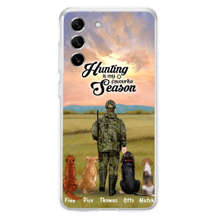 Personalized Hunting Phone Case - Man/Woman With Upto 4 Dogs - Phone Case For iPhone And Samsung - 4168OK