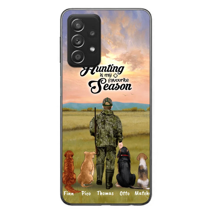 Personalized Hunting Phone Case - Man/Woman With Upto 4 Dogs - Phone Case For iPhone And Samsung - 4168OK