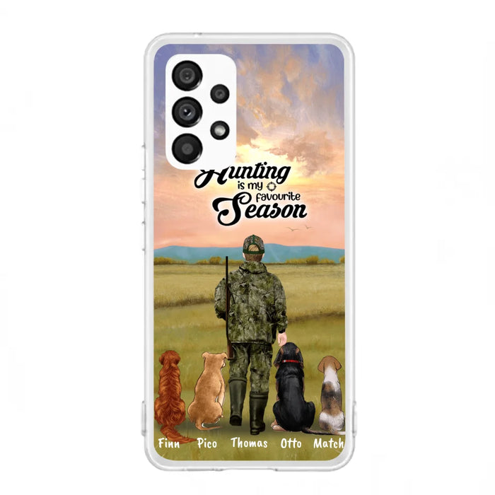 Personalized Hunting Phone Case - Man/Woman With Upto 4 Dogs - Phone Case For iPhone And Samsung - 4168OK
