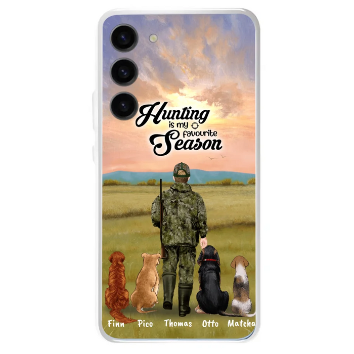 Personalized Hunting Phone Case - Man/Woman With Upto 4 Dogs - Phone Case For iPhone And Samsung - 4168OK