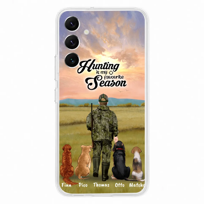 Personalized Hunting Phone Case - Man/Woman With Upto 4 Dogs - Phone Case For iPhone And Samsung - 4168OK